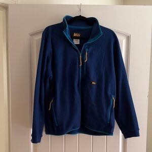 REI Navy Fleece Jacket with Teal Accents